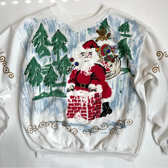 Vintage Tops - Vintage Ugly Christmas Holiday Sweater Sweatshirt L